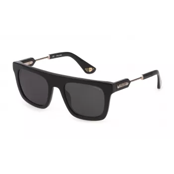 POLICE SPLF71-53700Y Óculos de sol de homem retangulares de acetato preto/cinzento 53/21/145 mm