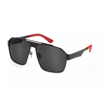POLICE SPLL08M638YZP óculos de sol retangulares de homem preto/cinzento 63/13/140 mm
