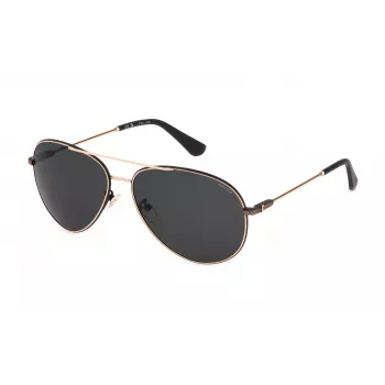 POLICE SPLL11-590302 Óculos de sol unissexo - armação preta, lentes cinzentas, UV400, 59 mm
