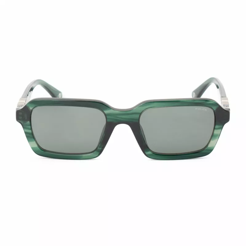POLICE SPLL14-5309N6 Óculos de Sol de Homem - Armação de Acetato Preto, Lentes de Policarbonato Cinzentas, Proteção UV400, 53 mm