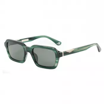 POLICE SPLL14-5309N6 Óculos de Sol de Homem - Armação de Acetato Preto, Lentes de Policarbonato Cinzentas, Proteção UV400, 53 mm