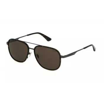 POLICE SPLL78-580627 óculos de sol de homem, retangulares, armação preta brilhante, lentes cinzentas, 58 mm