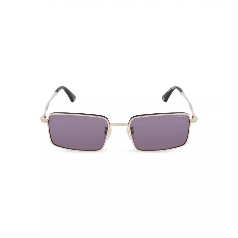 Óculos de sol de homem POLICE SPLL85M540302, retangulares - Armação preta mate, lentes cinzentas, UV400