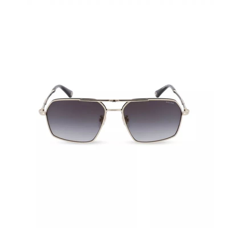 Óculos de sol quadrados de homem POLICE SPLL86-58302Y armação Havana em acetato com lentes verdes em policarbonato UV400