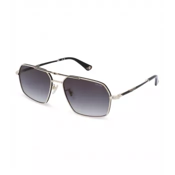 Óculos de sol quadrados de homem POLICE SPLL86-58302Y armação Havana em acetato com lentes verdes em policarbonato UV400