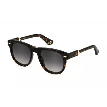 Óculos de sol POLICE SPLL87-5206E4 unissexo retangulares Havana castanho armação tartaruga lente castanha degradê 52 mm