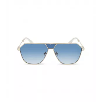 POLICE SPLL89-620300 Óculos de Sol Aviador de Homem - Armação Preto Brilhante, Lentes Cinzento Fumado, 62 mm