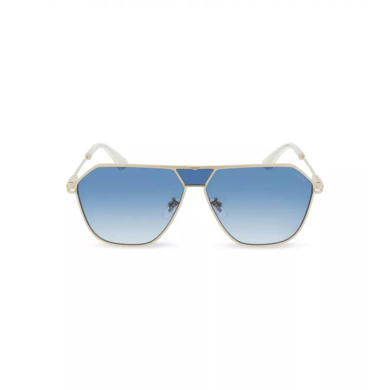 POLICE SPLL89-620300 Óculos de Sol Aviador de Homem - Armação Preto Brilhante, Lentes Cinzento Fumado, 62 mm