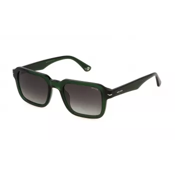 Óculos de sol retangulares de homem POLICE SPLN36-520G61 - Armação preta/cinzenta, lentes cinzentas, 52 mm