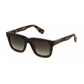 Óculos de sol de homem POLICE SPLN43-524BLY estilo quadrado - armação em acetato Havana escuro com lentes em policarbonato azuis - largura da lente 52 mm