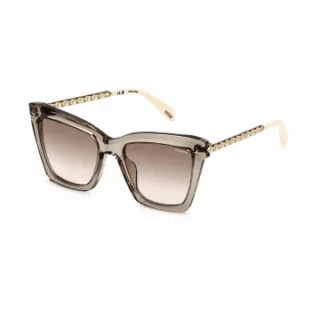 Police SPLN62-5207T1 óculos de sol mulher cat-eye, armação castanha Havana, lente degradê castanha, 52mm