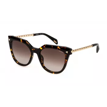 POLICE SPLN63-530779 Óculos de sol unissexo - armação de acetato preta, lentes de policarbonato cinzentas, UV400