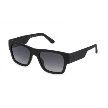 Óculos de sol retangulares polarizados de homem POLICE SPLP23-54U28P, armação preta, lentes cinzentas, 54 mm
