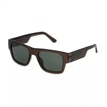POLICE SPLP23M54M82P Óculos de Sol Retangulares Polarizados de Homem Armação de Acetato Havana Lentes Verdes 54mm