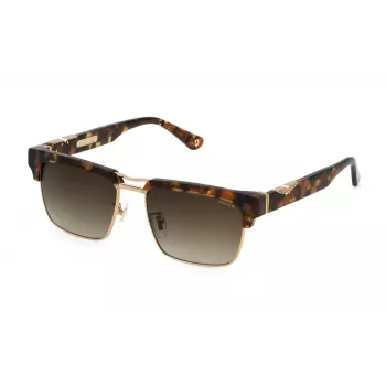Óculos de sol POLICE SPLP25-550AER homem - armação retangular de acetato preta com lentes de policarbonato cinzentas - 55/17/145 mm