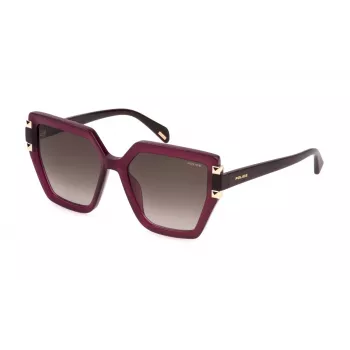 Óculos de sol retangulares de mulher POLICE SPLP46-5506PJ, armação preta, lentes cinzentas, UV400