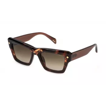 Óculos de sol de mulher POLICE SPLP48-5202AD, armação preta brilhante, lentes cinzentas, 52 mm