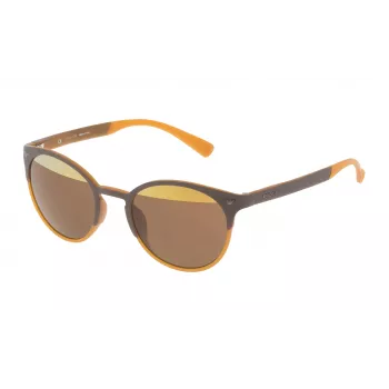 Óculos de sol unissexo POLICE SPL162V506L2H com armação de acetato Havana e lentes castanhas degradê 50mm