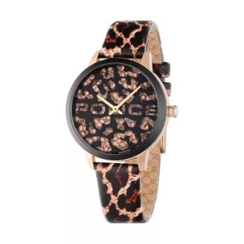 POLICE Relógio para mulher PL16028MSRB02 36 mm ouro rosa aço inoxidável e pele preta