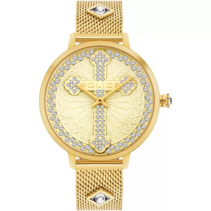 POLICE Relógio mulher PL16031MSG22M Raho Quartzo Analógico 36 mm Aço inoxidável Malha Prateado