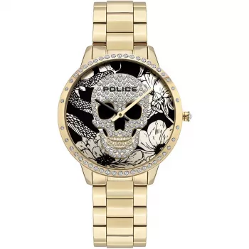 Relógio de mulher Police PL16067MSG02M quartzo analógico 36mm ouro rosa aço inoxidável pulseira mesh