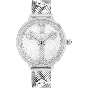 Relógio de mulher POLICE quartzo analógico PL16031MS04MM 36 mm prateado aço inoxidável mesh