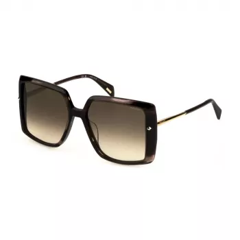 Police Óculos de sol de mulher SPLL96M Borboleta Olho de gato Havana Castanho Armação de acetato Lentes degradê castanhas 56mm