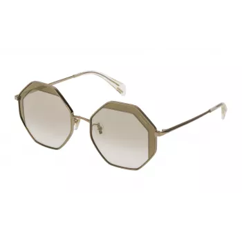 POLICE Óculos de sol de mulher SPL837W538FFD - armação em acetato Havana em forma de olho de gato, lentes castanhas degradê, proteção UV400