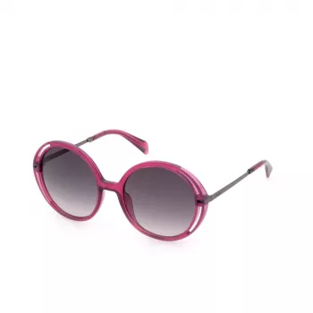 POLICE Óculos de Sol de Senhora SPLD36M5407UZ - Armação Angular, Preto Brilhante, Lentes Fumadas, Proteção UV400