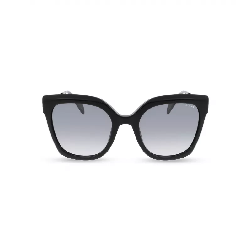 POLICE Óculos de Sol de Senhora SPLG19-540700 Armação Retangular de Acetato Preto Lentes Cinzentas 54mm