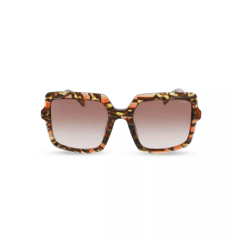 Óculos de sol de mulher POLICE SPLG20M5409YB - armação retangular em acetato, proteção UV400, lentes 54 mm