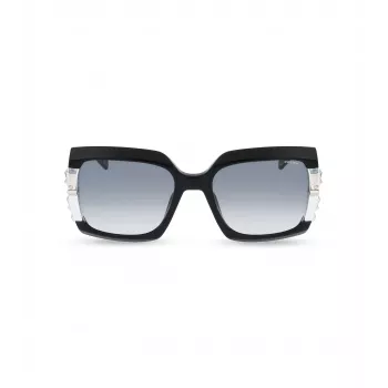 Óculos de sol de mulher POLICE SPLG23M570700 armação geométrica em acetato preta lentes em policarbonato cinzentas 57mm