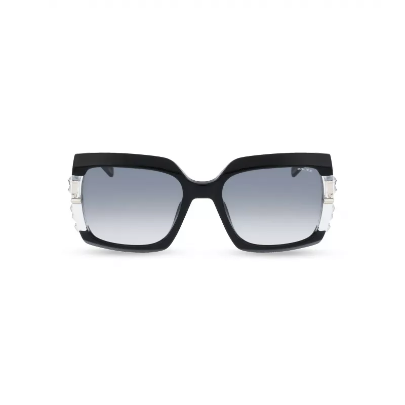 Óculos de sol de mulher POLICE SPLG23M570700 armação geométrica em acetato preta lentes em policarbonato cinzentas 57mm