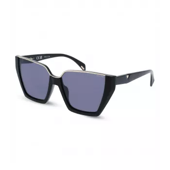 Óculos de sol de mulher POLICE SPLL33-570700 - armação retangular em acetato, lentes cinzentas em policarbonato, proteção UV400, largura da lente 57 mm
