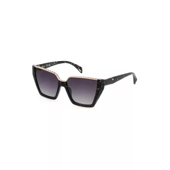 Óculos de sol de mulher POLICE SPLL33V570869 - armação retangular de acetato, lentes cinzentas degradê, proteção UV400