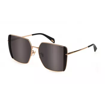 Óculos de sol de mulher POLICE SPLL37E56300X - Armação preta brilhante, lentes fumadas, 56 mm
