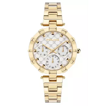 POLICE Relógio de mulher PEWLK2116401 34mm Caixa em aço inoxidável Mostrador prateado Pulseira em pele preta Quartzo Analógico