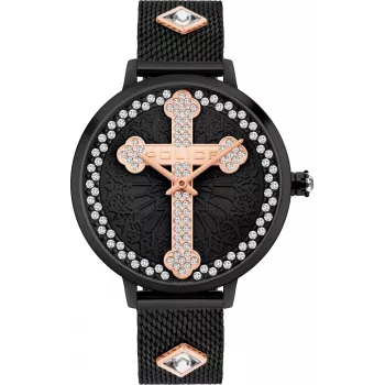 Relógio de mulher POLICE PL16031MSB02M 36 mm malha de aço inoxidável mostrador preto