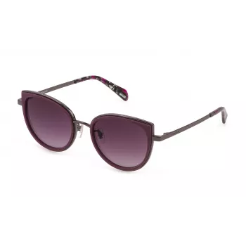 Óculos de sol POLICE SPLD83-520GL7 para mulher - armação retangular cat-eye em acetato com lentes UV400 Smoke