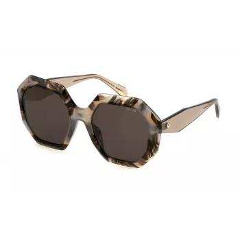 Óculos de sol POLICE SPLM10-540AM5 para mulher quadrados Havana acetato com lentes degradê castanhas 54/20/140 mm
