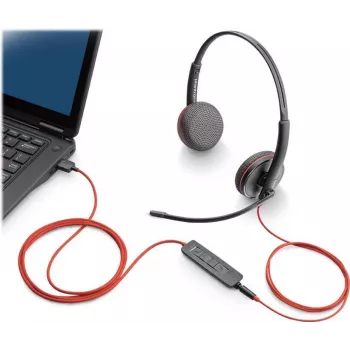 Headset Poly Blackwire C3220 USB-C - Série 3200 - On-Ear - Com fios - USB-C - Isolamento de ruído - Preto (209749-104)