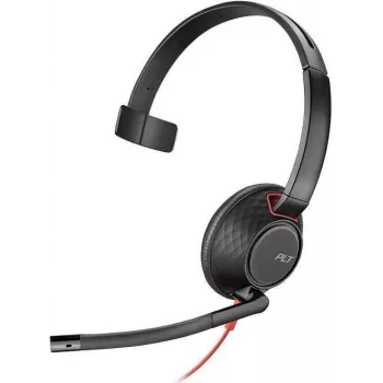 Poly Blackwire C5210 USB-C - Série 5200 - Headset com fios on-ear mono com microfone de haste, cancelamento de ruído, controlos em linha, Preto