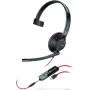 Poly Blackwire C5210 USB-C - Série 5200 - Headset com fios on-ear mono com microfone de haste, cancelamento de ruído, controlos em linha, Preto