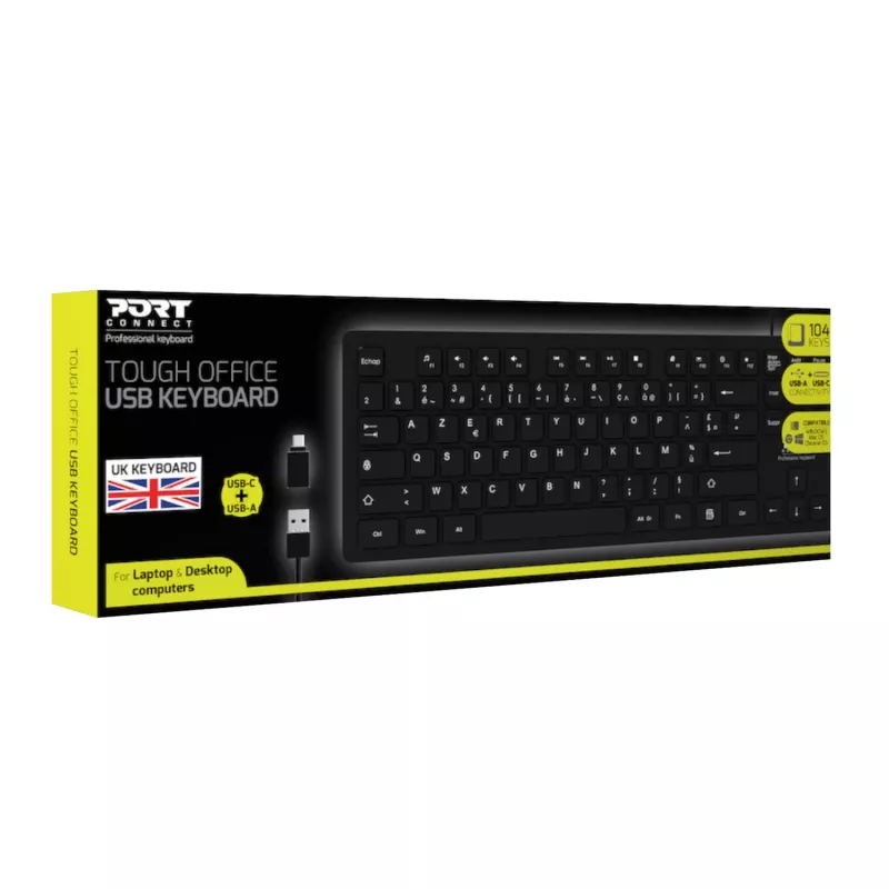 Teclado USB Port Connect Tough Office - preto