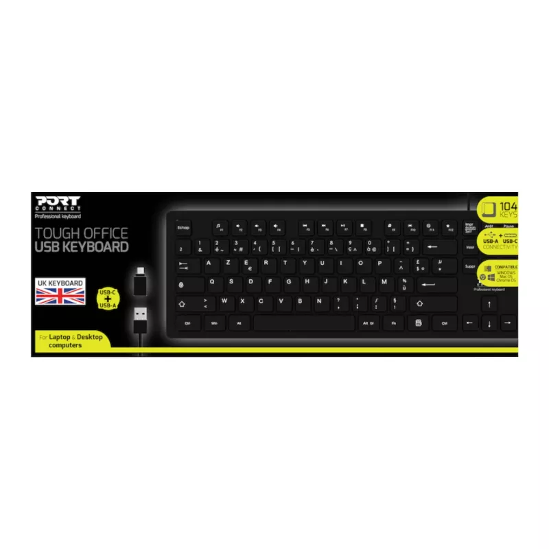 Teclado USB Port Connect Tough Office - preto