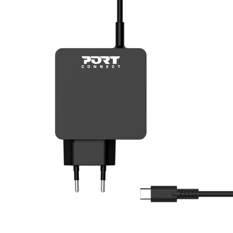 Adaptador universal para portátil Port Connect Type C 45W – USB-C PD 3.0, 5V-20V, preto