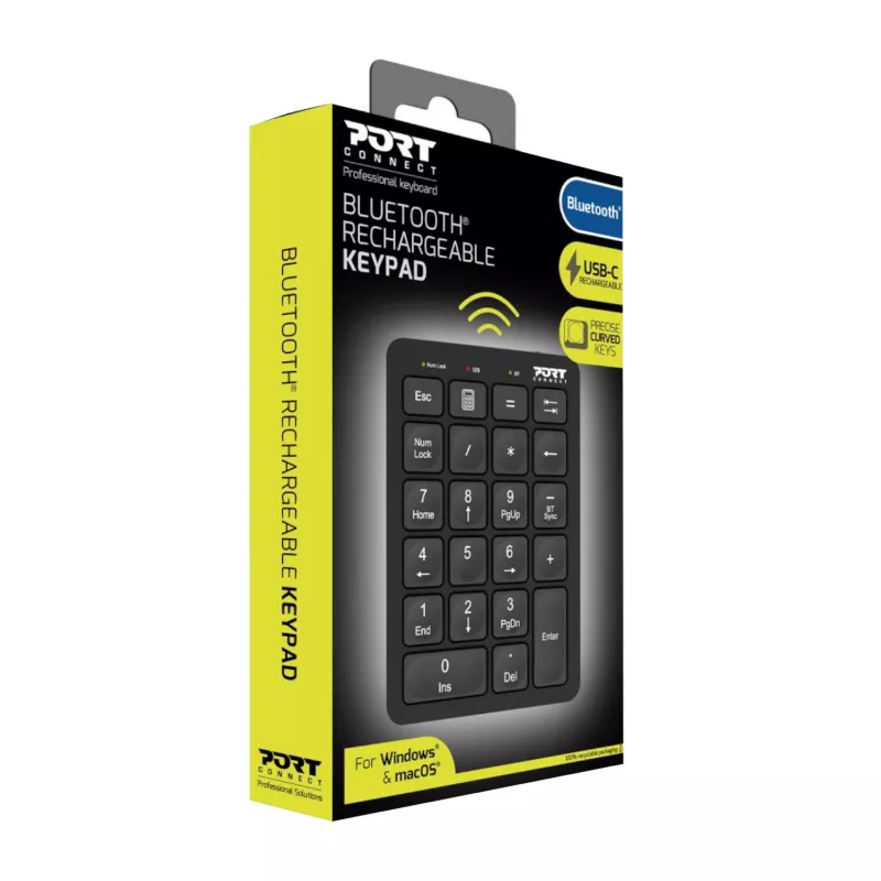 Port Designs Teclado numérico Bluetooth recarregável