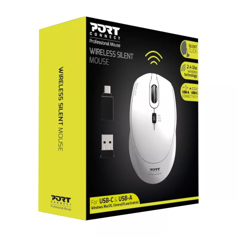Port Designs Port Connect Rato sem fios silencioso 1600DPI 3 botões - branco