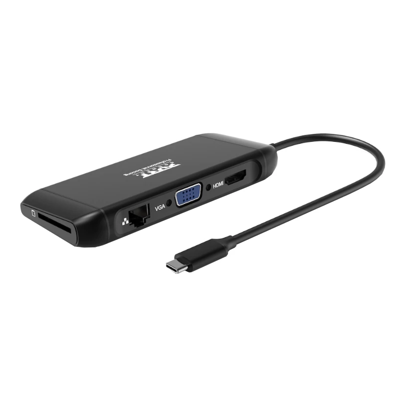 Docking station USB-C PORT hub 11-em-1 com HDMI 4K, VGA, Gigabit Ethernet, 100W PD, USB 3.1, SD/MicroSD, áudio - preto