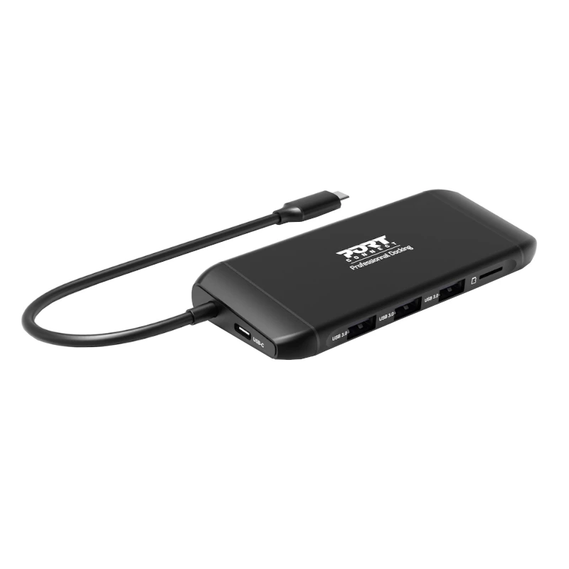 Docking station USB-C PORT hub 11-em-1 com HDMI 4K, VGA, Gigabit Ethernet, 100W PD, USB 3.1, SD/MicroSD, áudio - preto